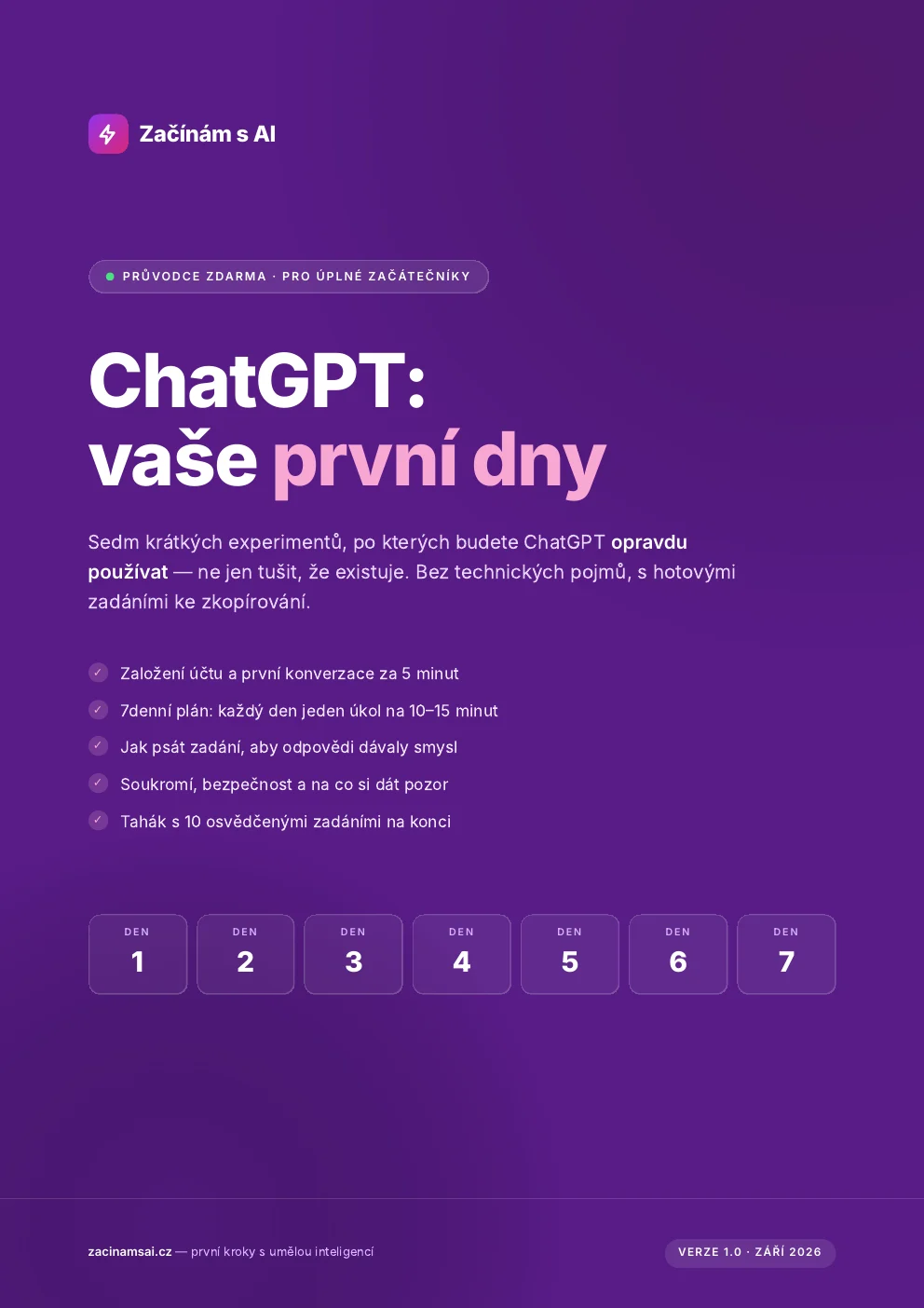 Obálka průvodce ChatGPT: vaše první dny